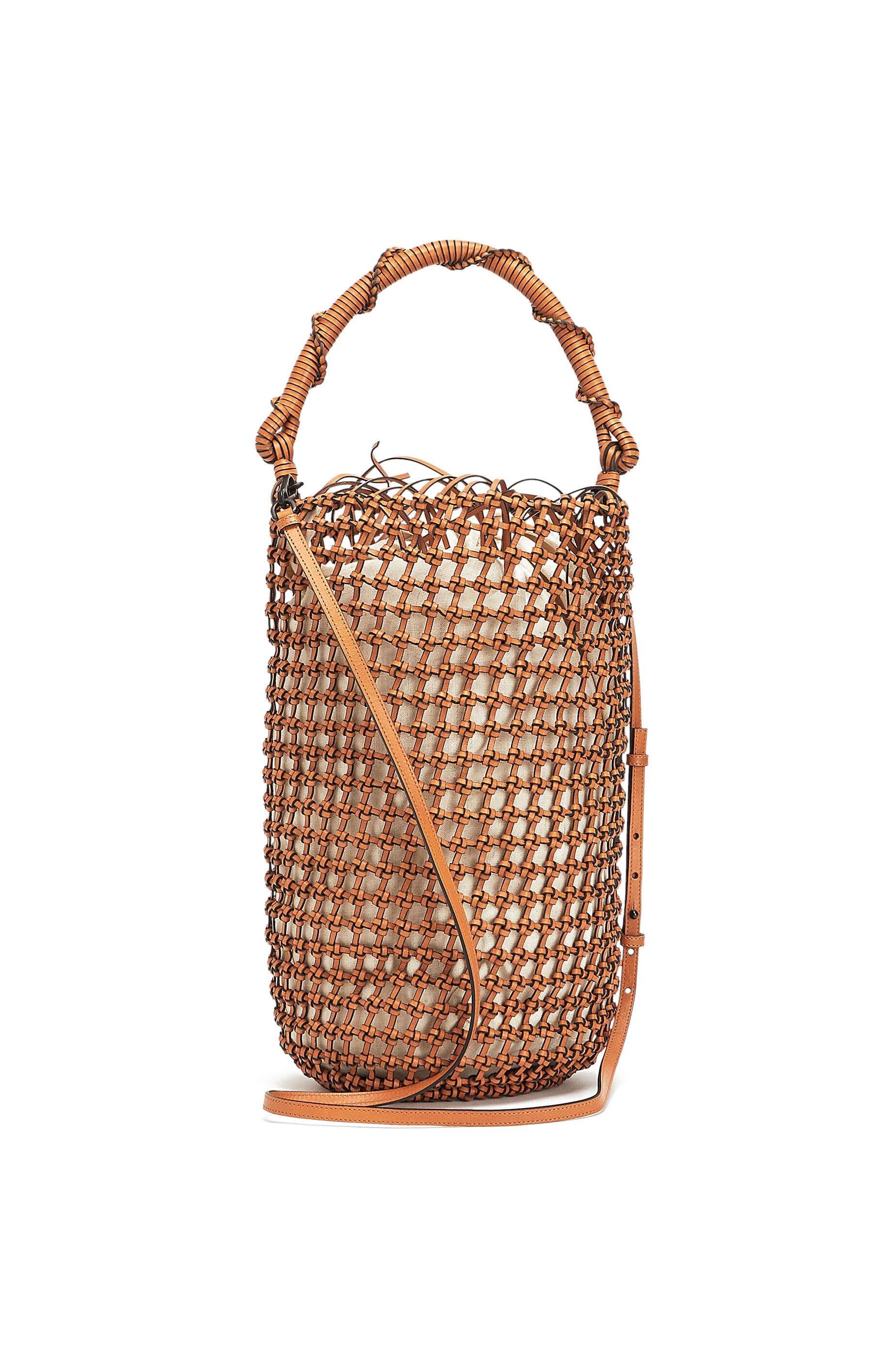 Bucket Mesh bag in woven calfskin - 1