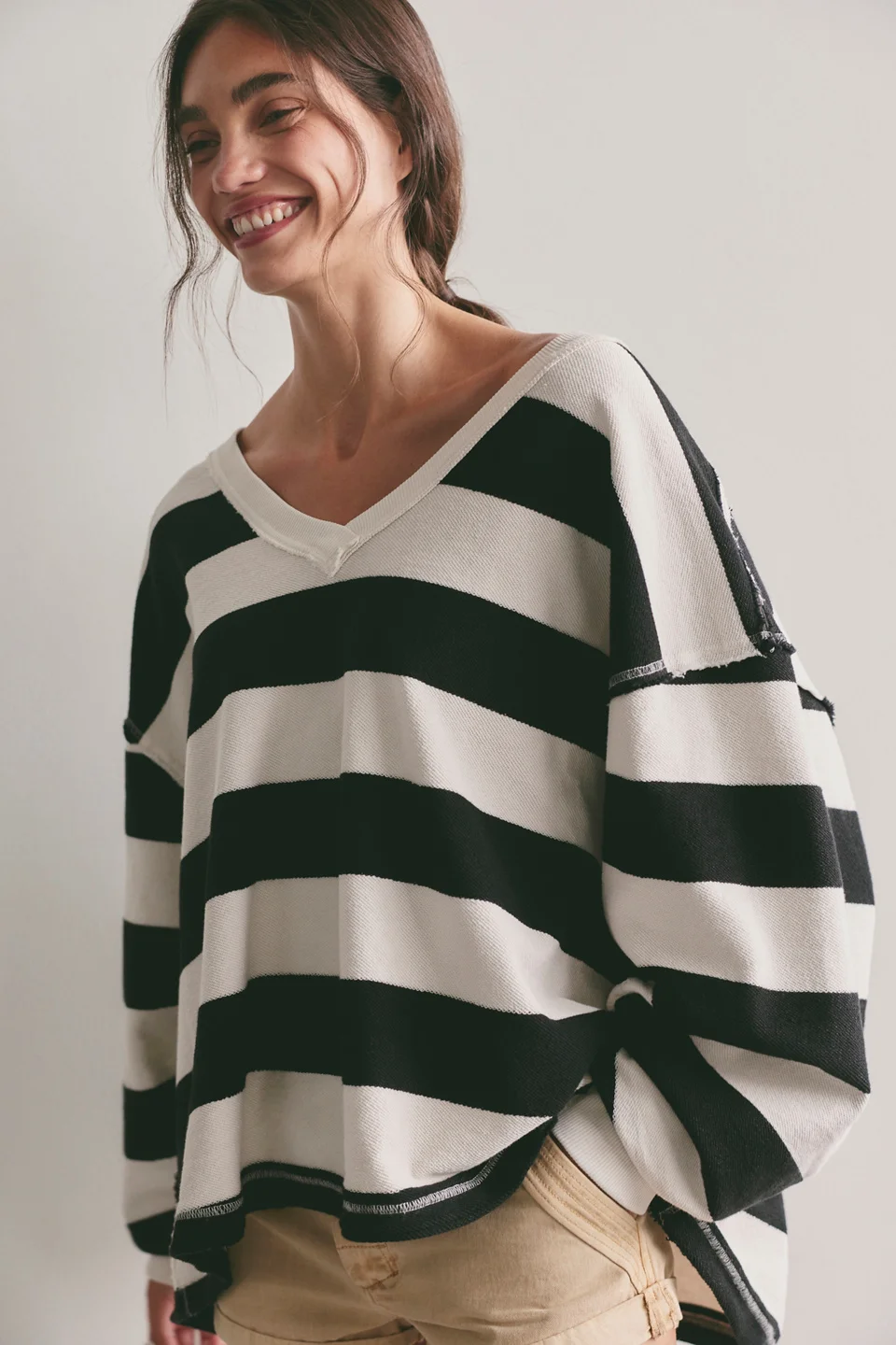 We The Free Venice V-Neck Striped Sweatshirt - 1