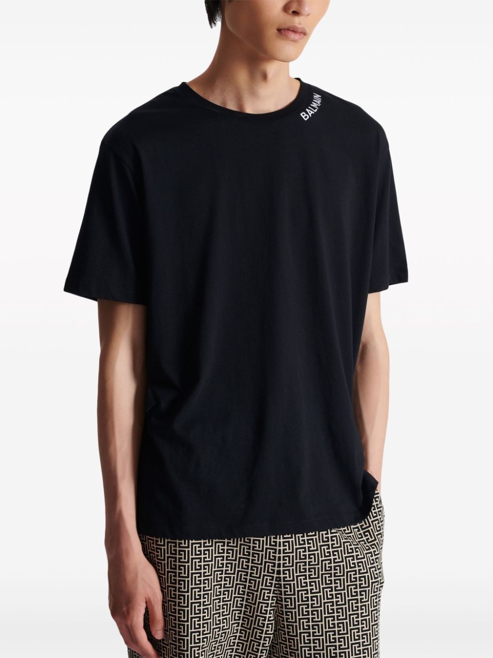 logo-embroidered cotton T-shirt - 6