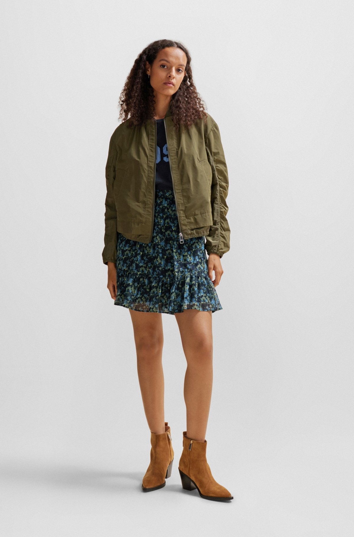 SEASONAL-PRINT MINI SKIRT WITH VOLANT HEM - 3