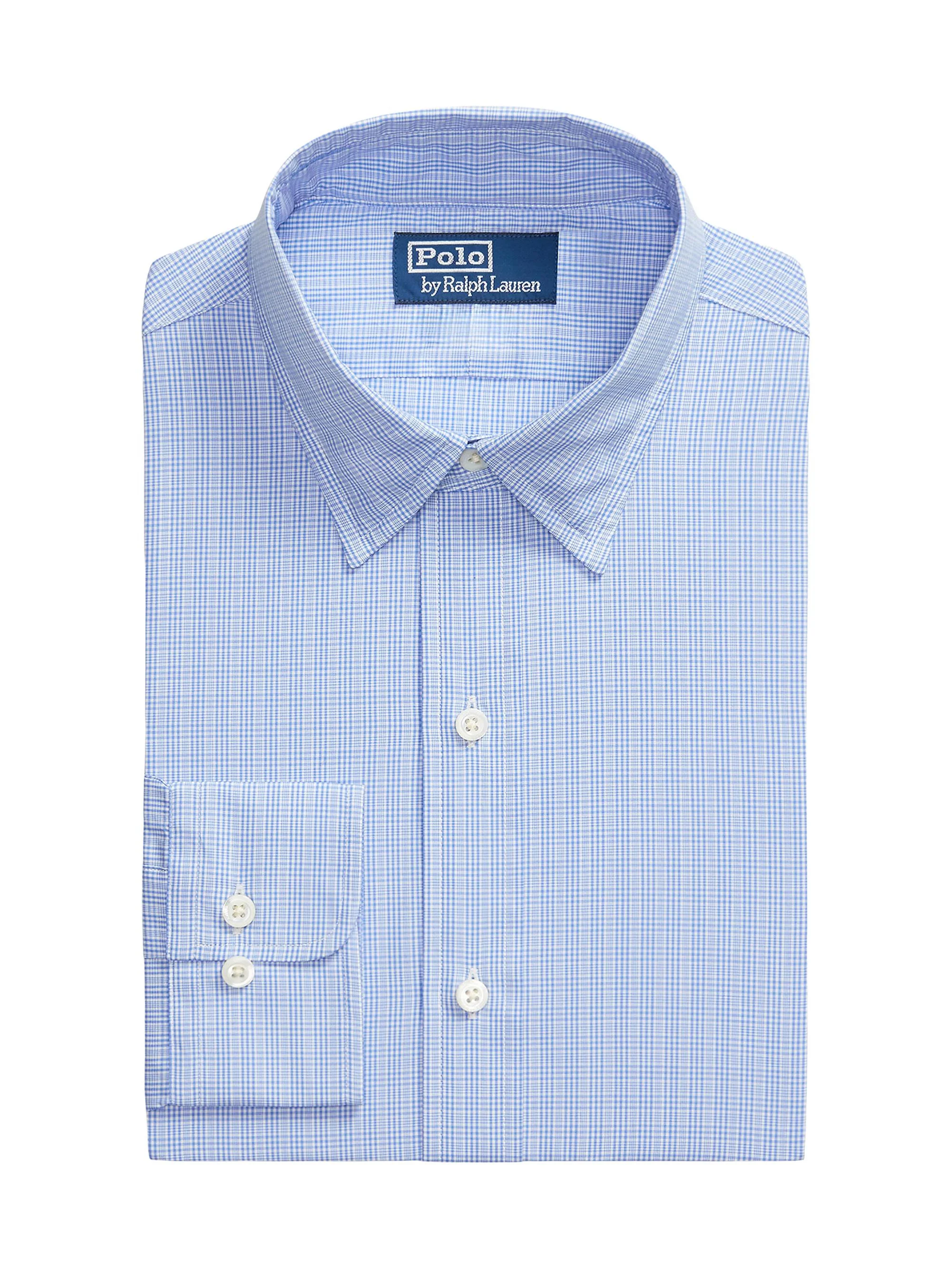 Men's Classic-Fit Checked Poplin Shirt - Blue White - 1