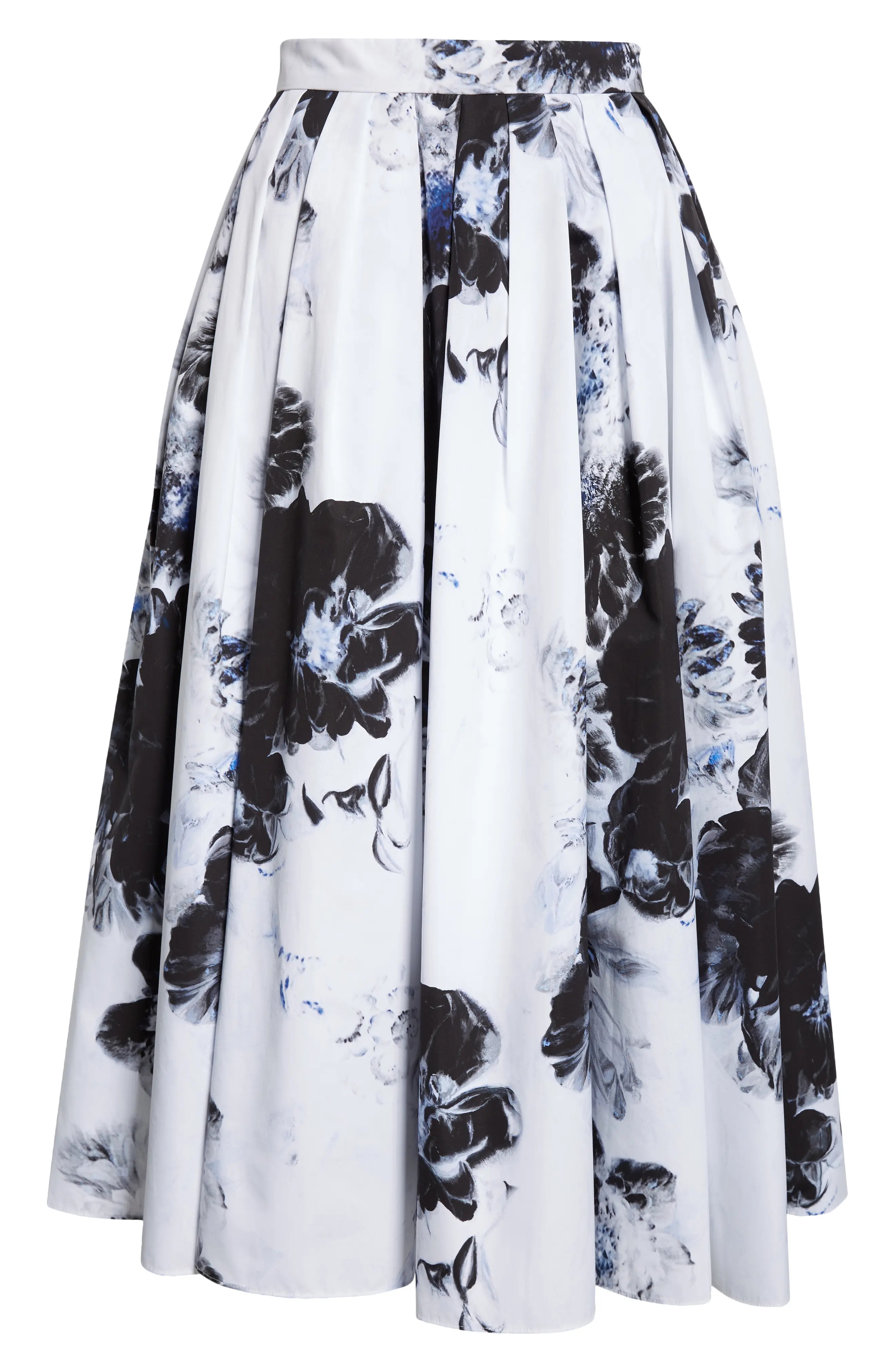 Pleated Chiaroscuro Floral Midi Skirt - 6