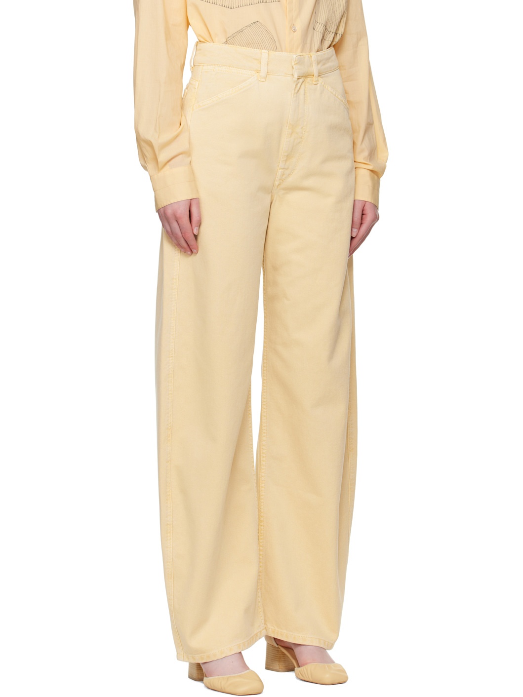 Yellow High Waisted Curved Jeans - 2
