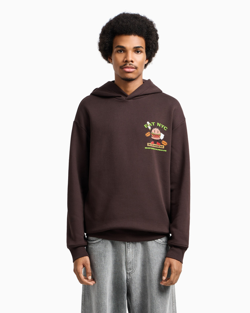 EMPORIO ARMANI NEW YORK CAPSULE COLLECTION EAT NYC PRINT JERSEY HOODED SWEATSHIRT outlook