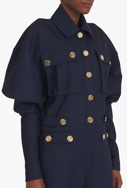 Navy blue wool jumpsuit - 8