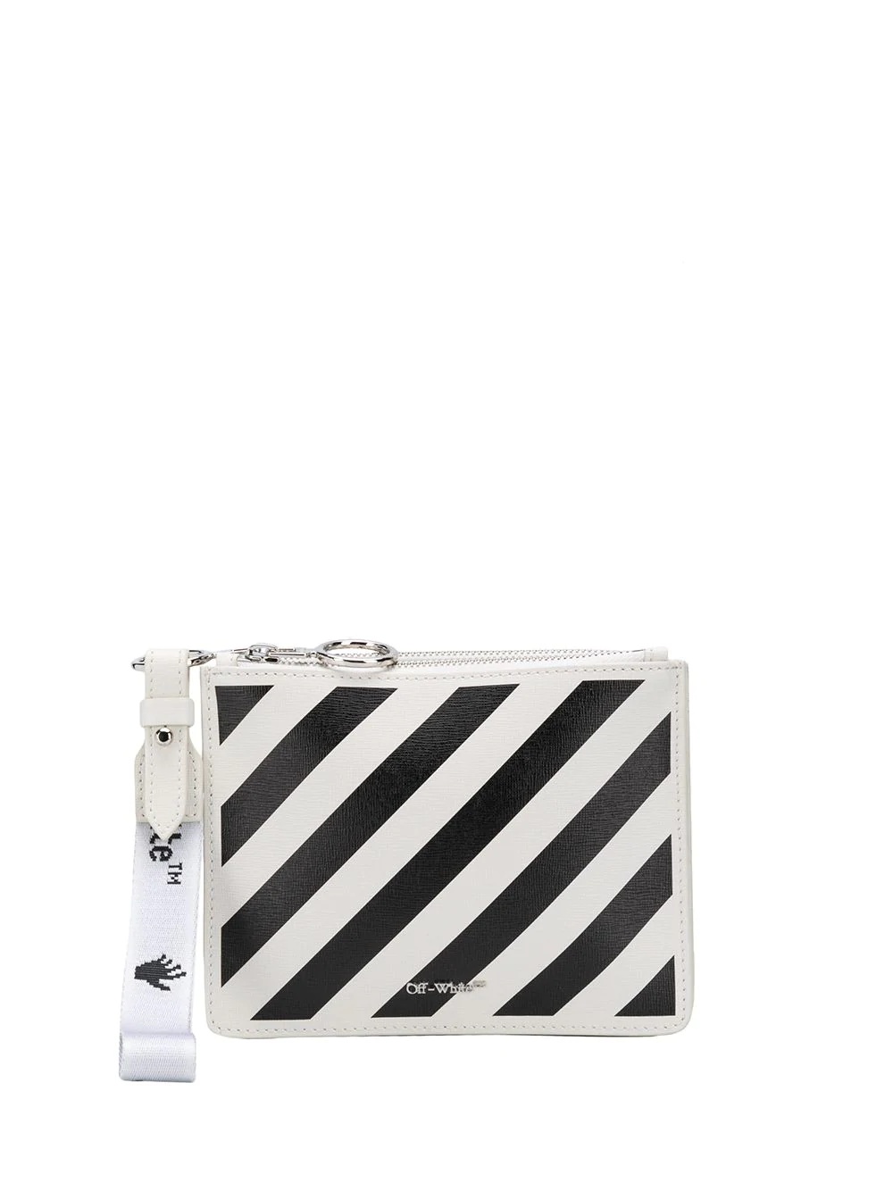 stripe-print leather clutch - 1