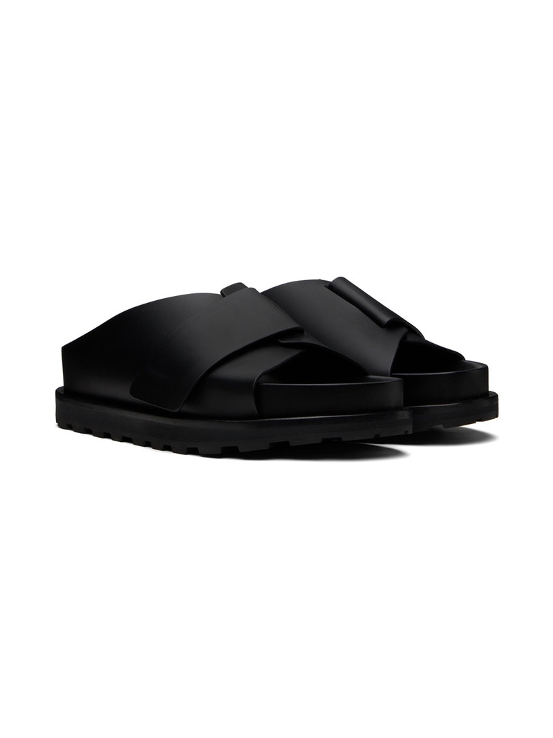 Black Cross-Strap Slides 4