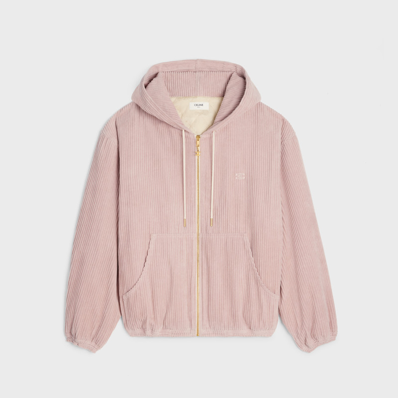 Triomphe corduroy hoodie with zipper 1