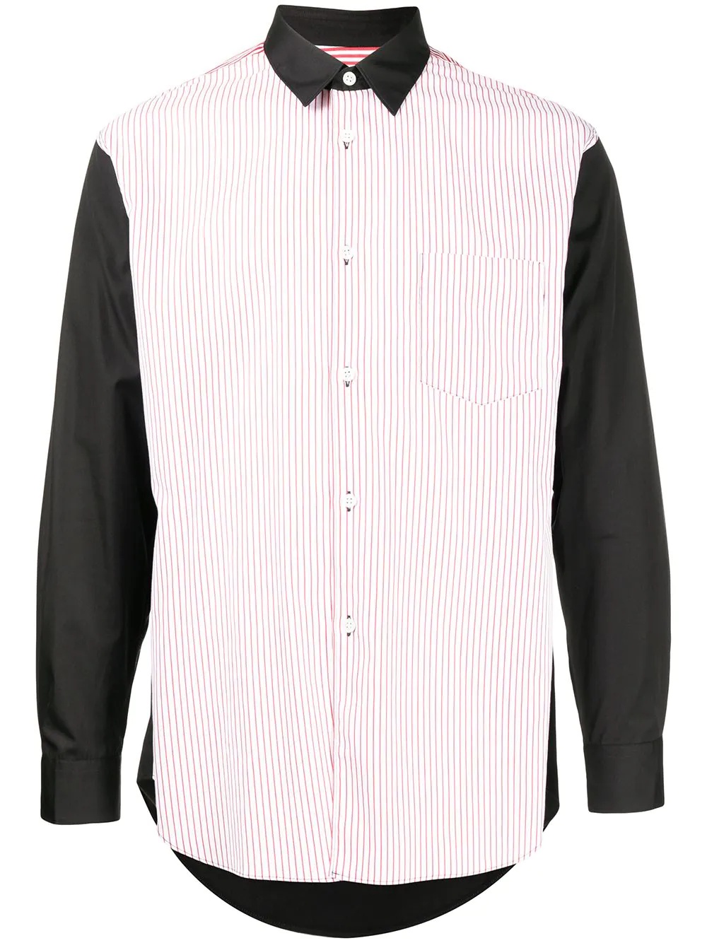 stripe-panelled long-sleeve shirt - 1