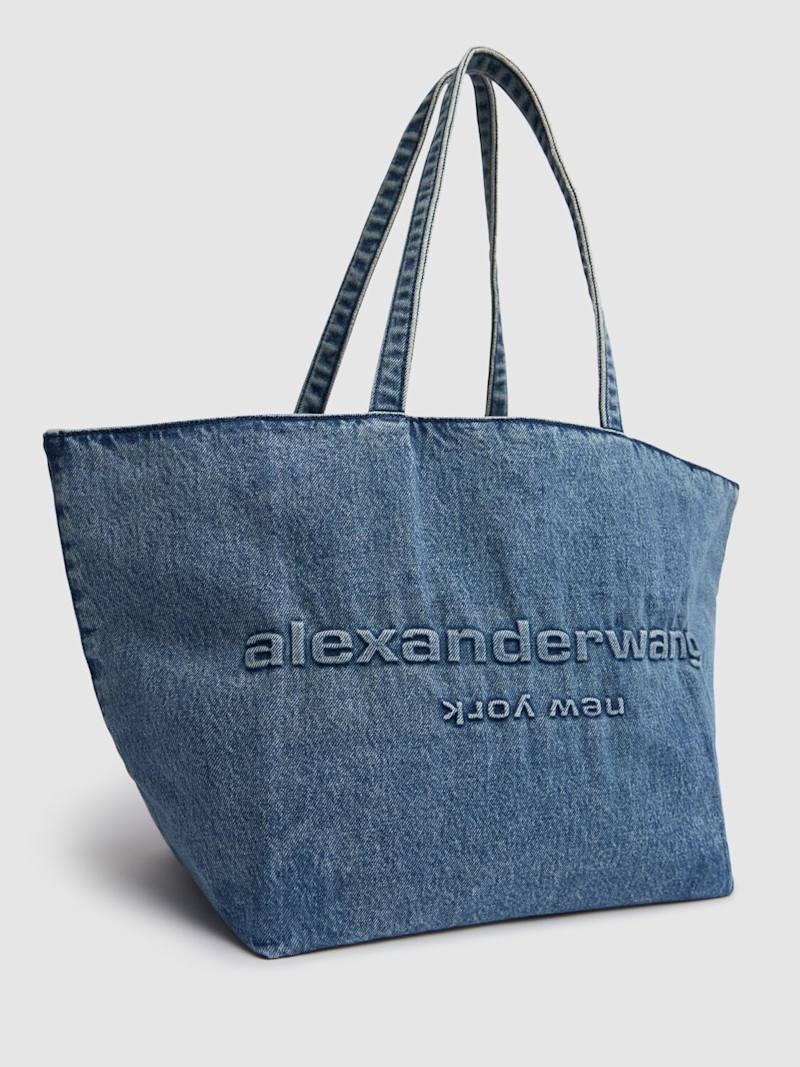 トートバッグ Alexander Wang Aged Denim Grey Punch Tote Punch Tote Bag in Cotton Denim in GREY AGED | alexanderwang®