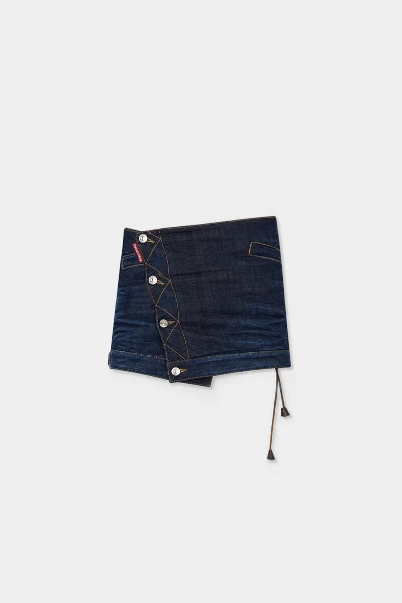 DARK URBAN WRAP MINI JEAN SKIRT - 1