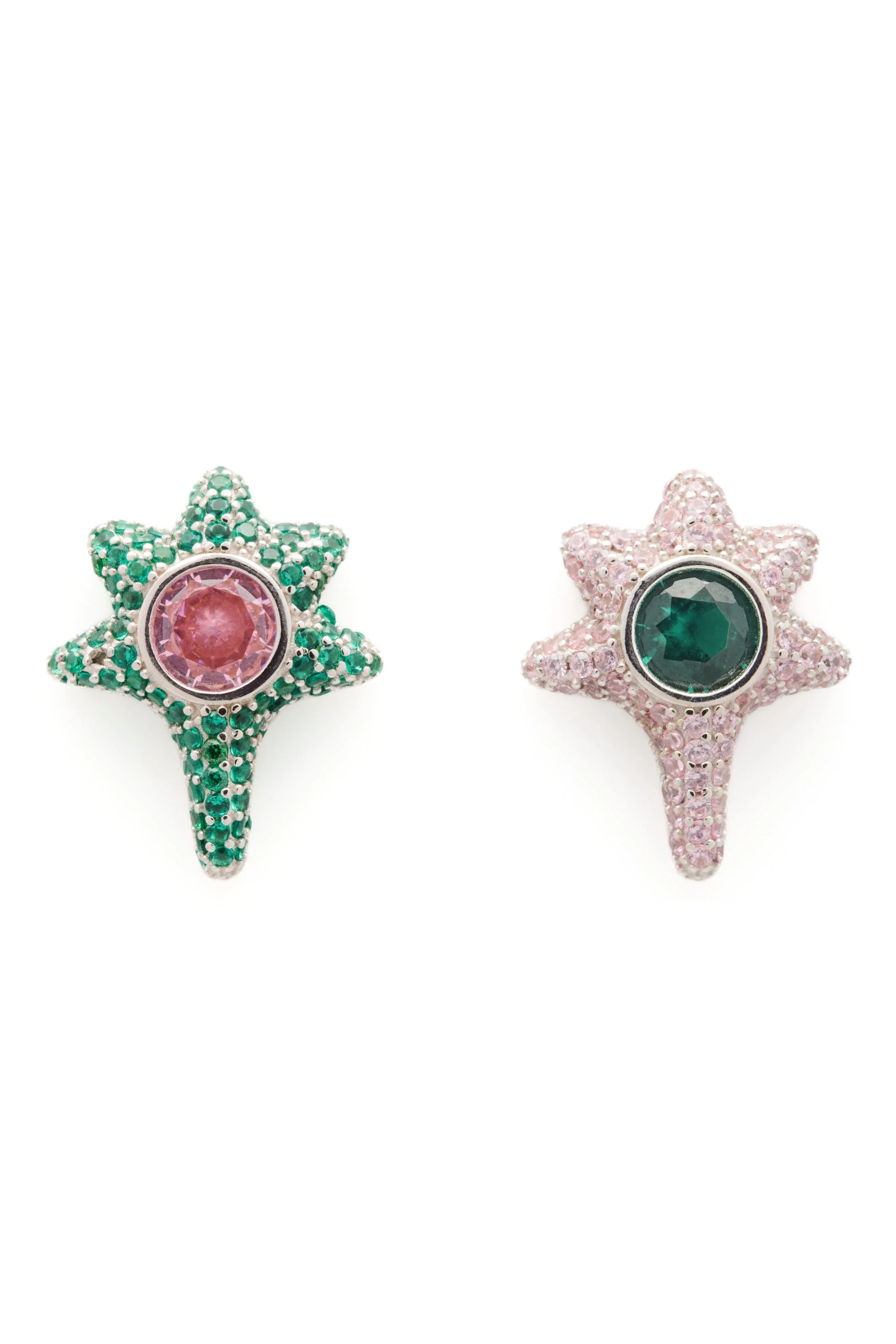EMERALD PINK CORAL STUDS - 1