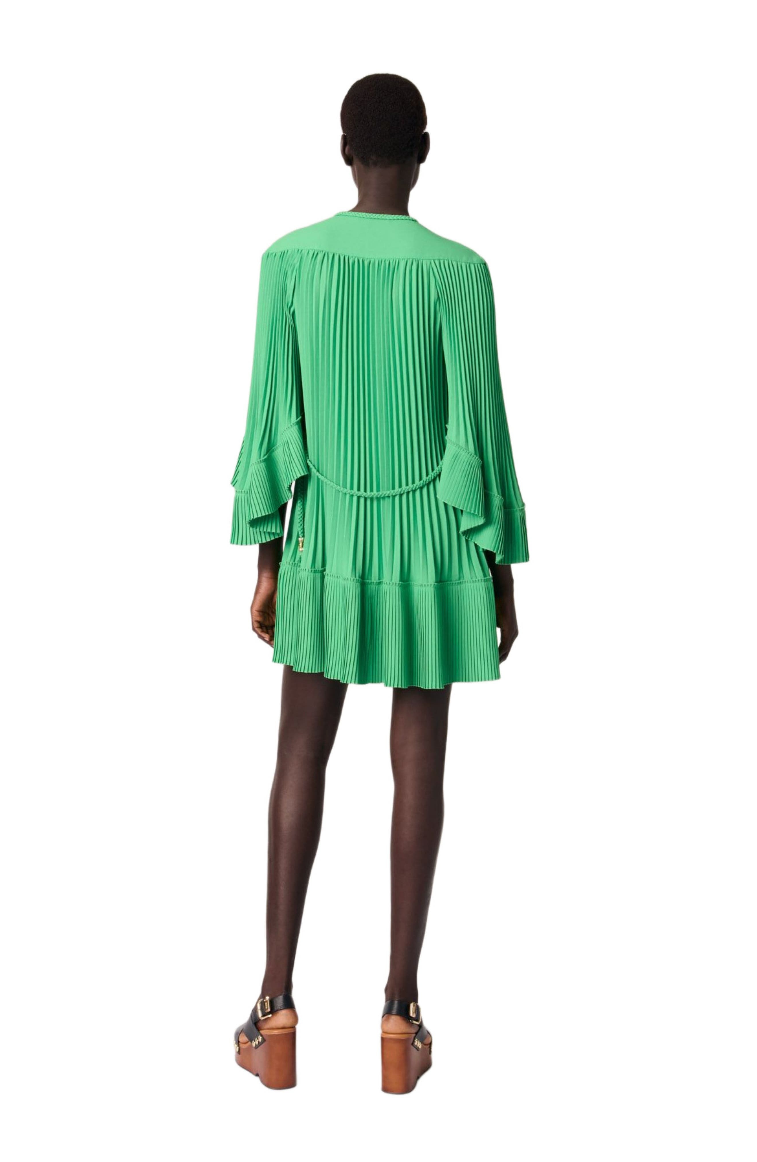 maje Short pleated dress in Green at Nordstrom - 4
