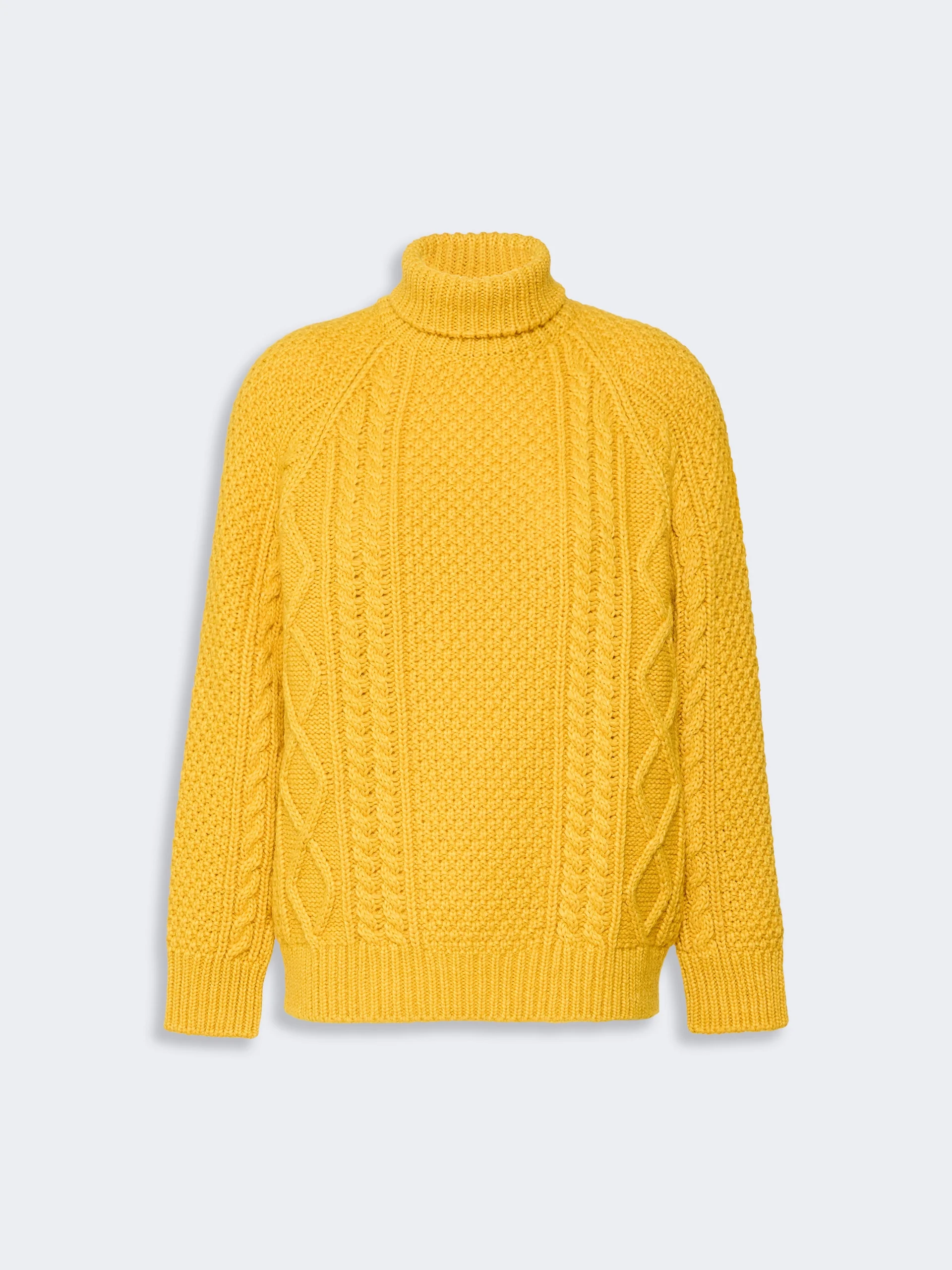 WKSSARONG Wool yarn turtleneck Aran jumper - YELLOW - 1