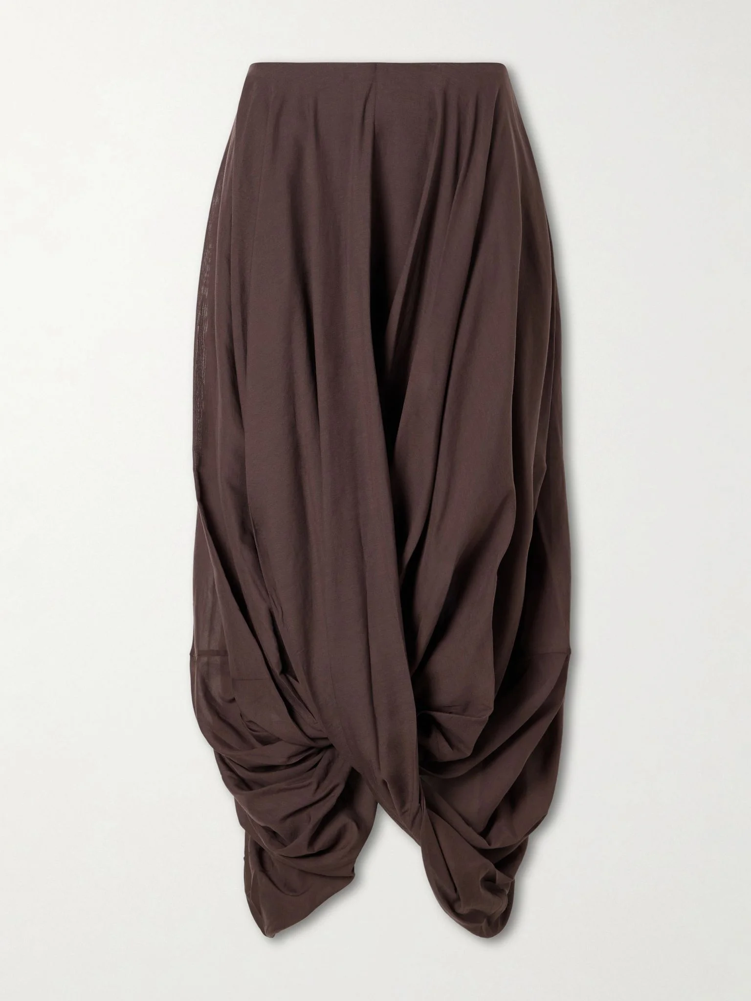Draped organic cotton and lyocell-blend maxi skirt Brown - 1