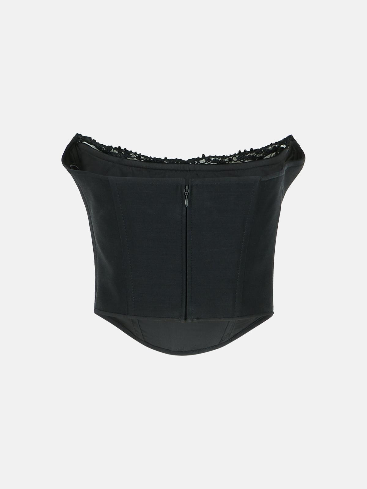 'PARIS' BLACK VIRGIN WOOL BLEND CORSET - 3