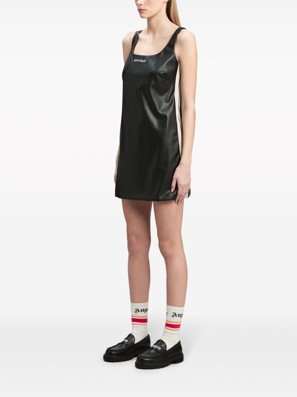 logo-embroidered square-neck minidress - 4