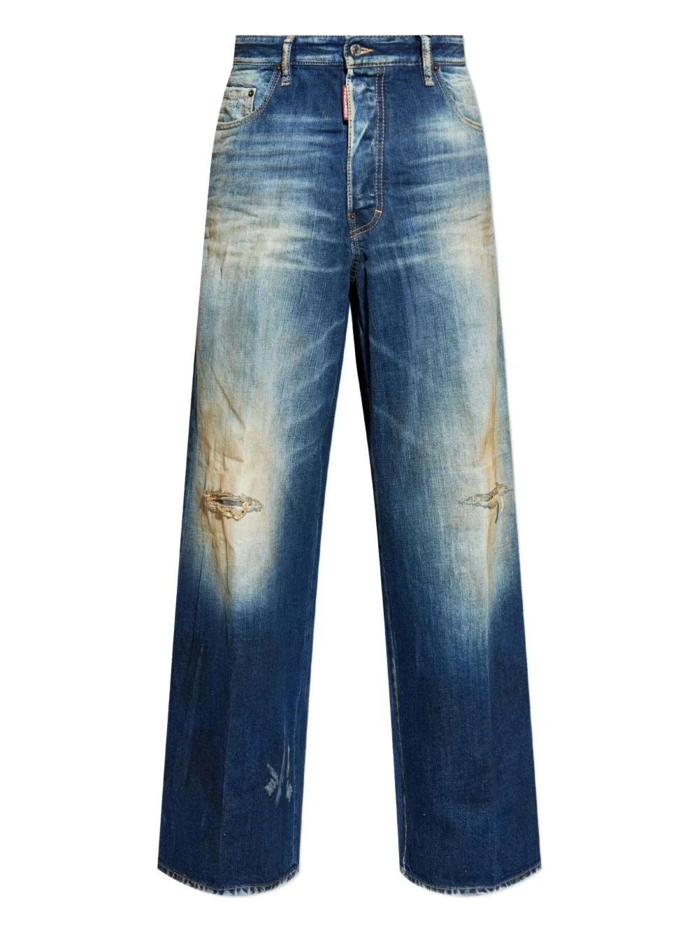 distressed embroidered jeans - 1
