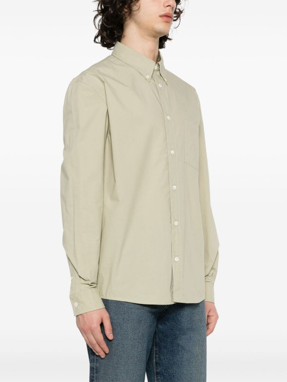logo-embroidered cotton shirt - 3