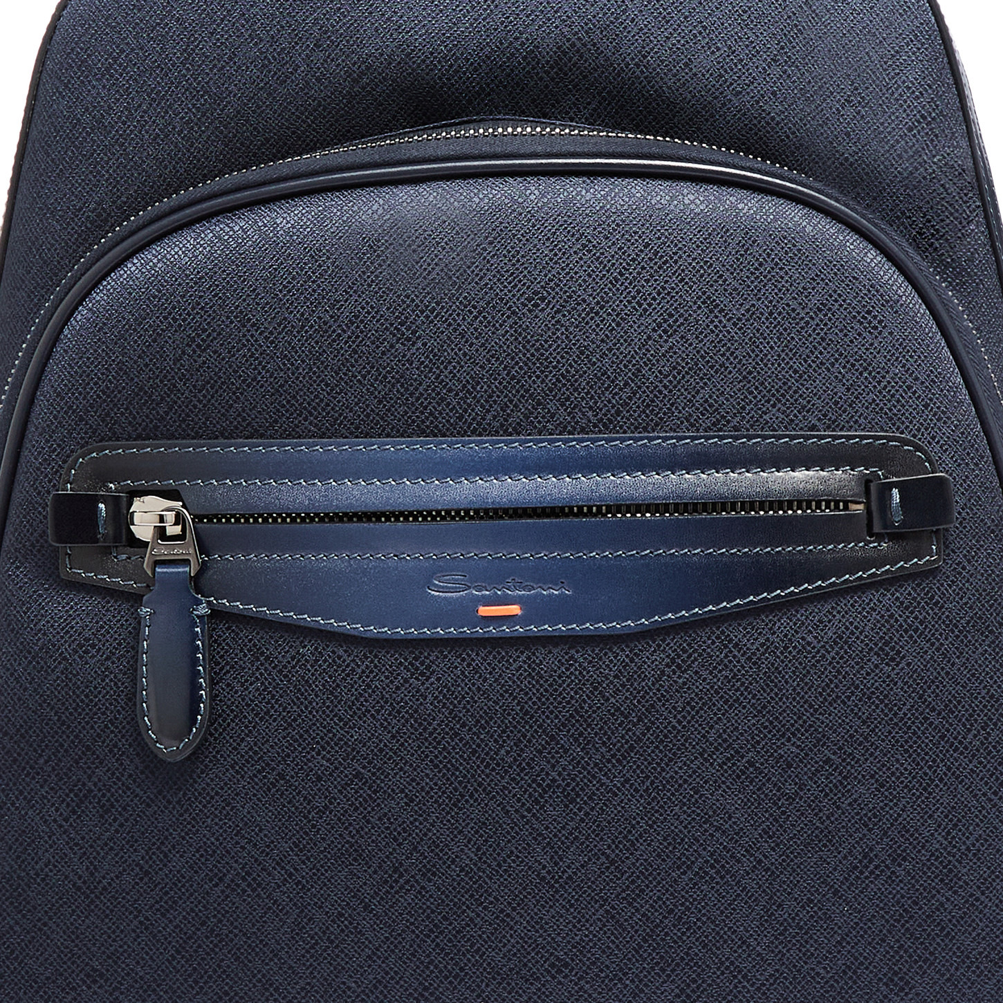 Blue leather and nylon backpack - 5