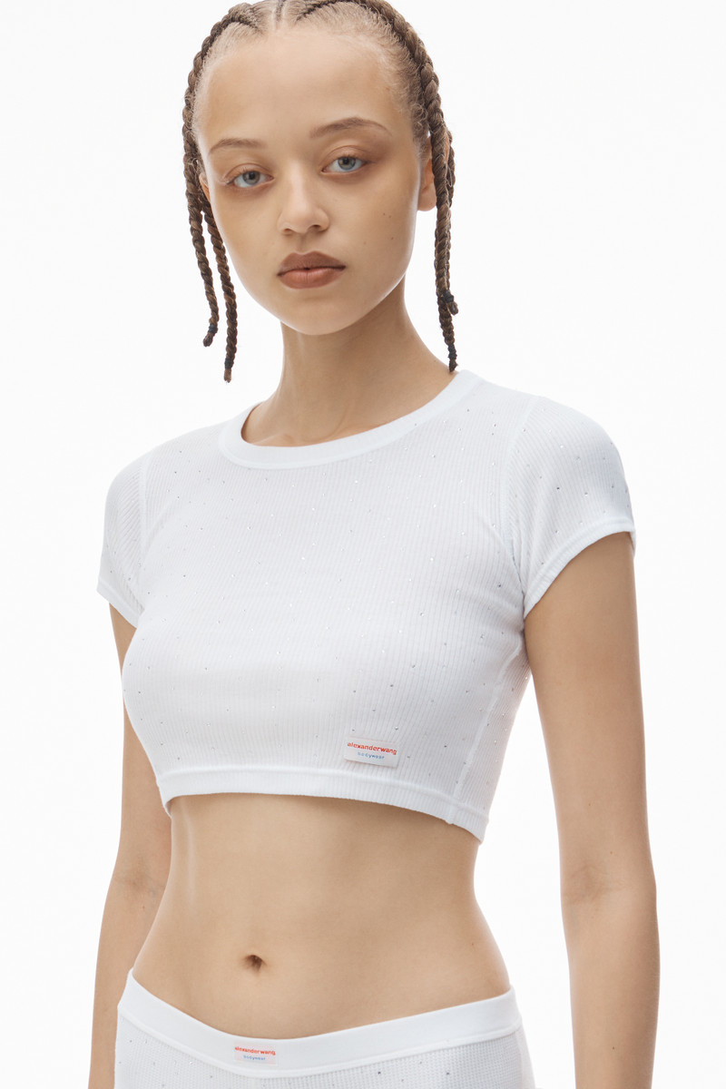Crystal Hotfix Short-Sleeve Cropped Tee 3
