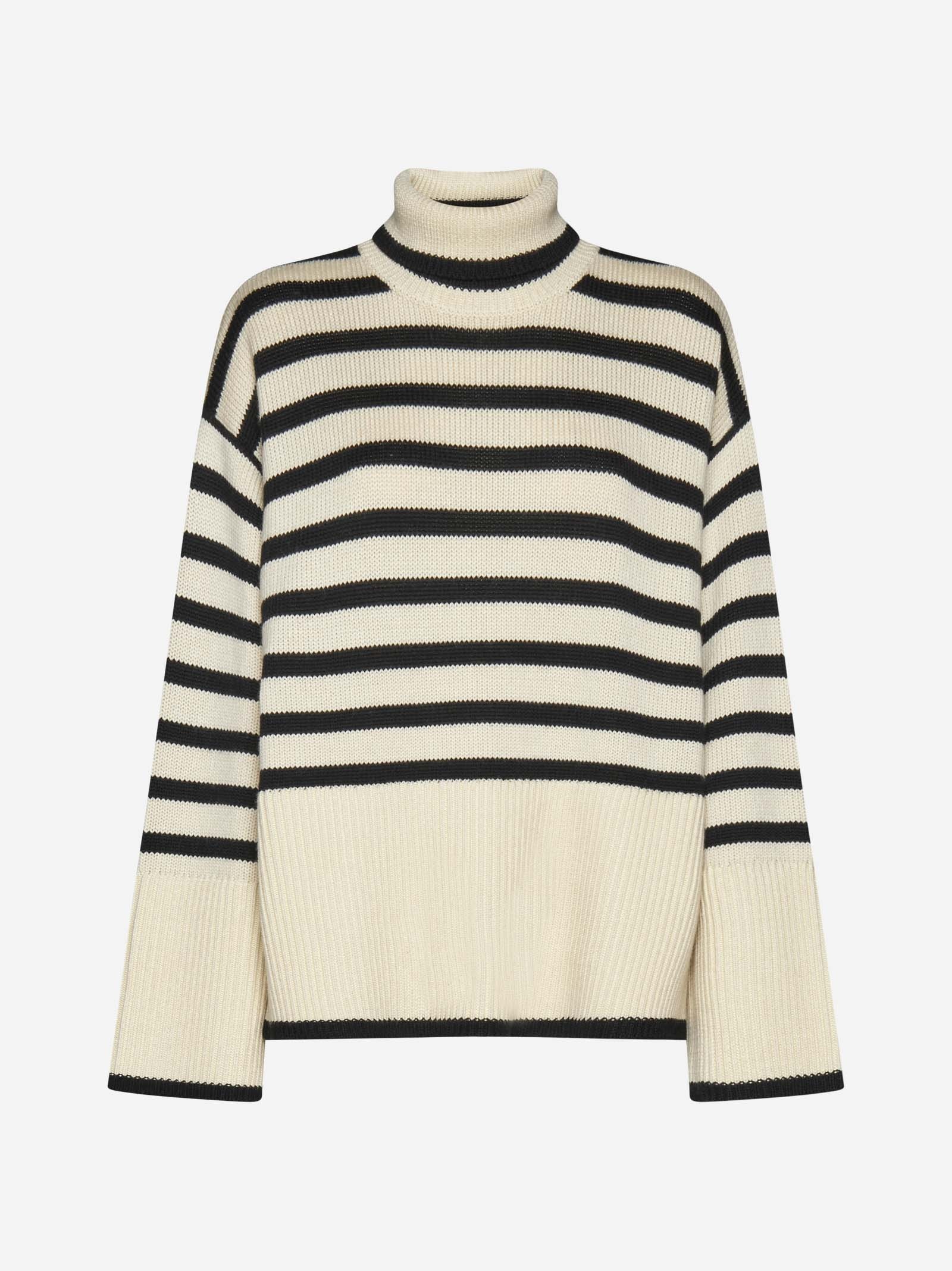 Striped wool and cotton turtleneck - 1