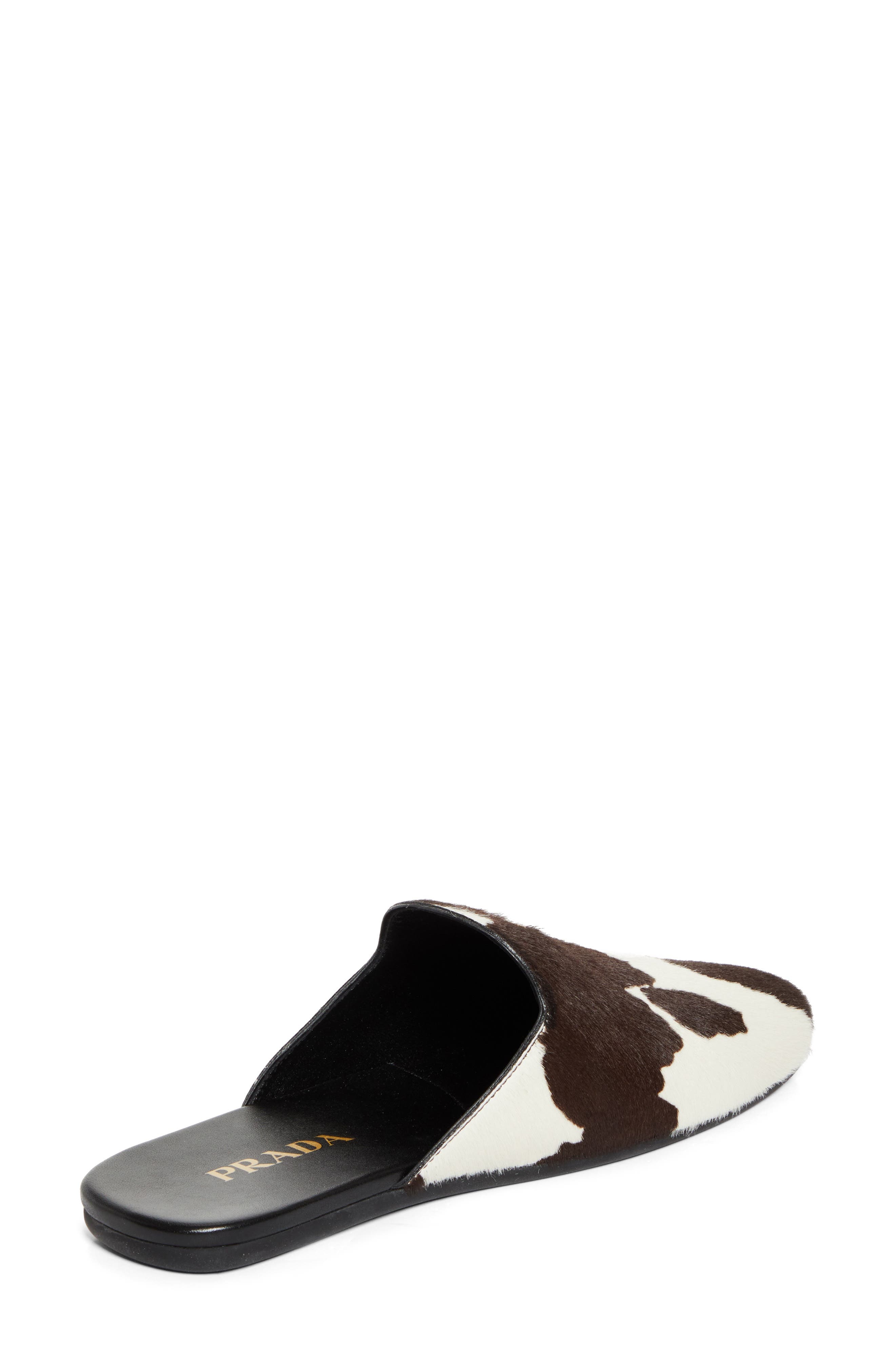 Prada Genuine Calf Hair Mule in Bianco/Moro at Nordstrom - 2