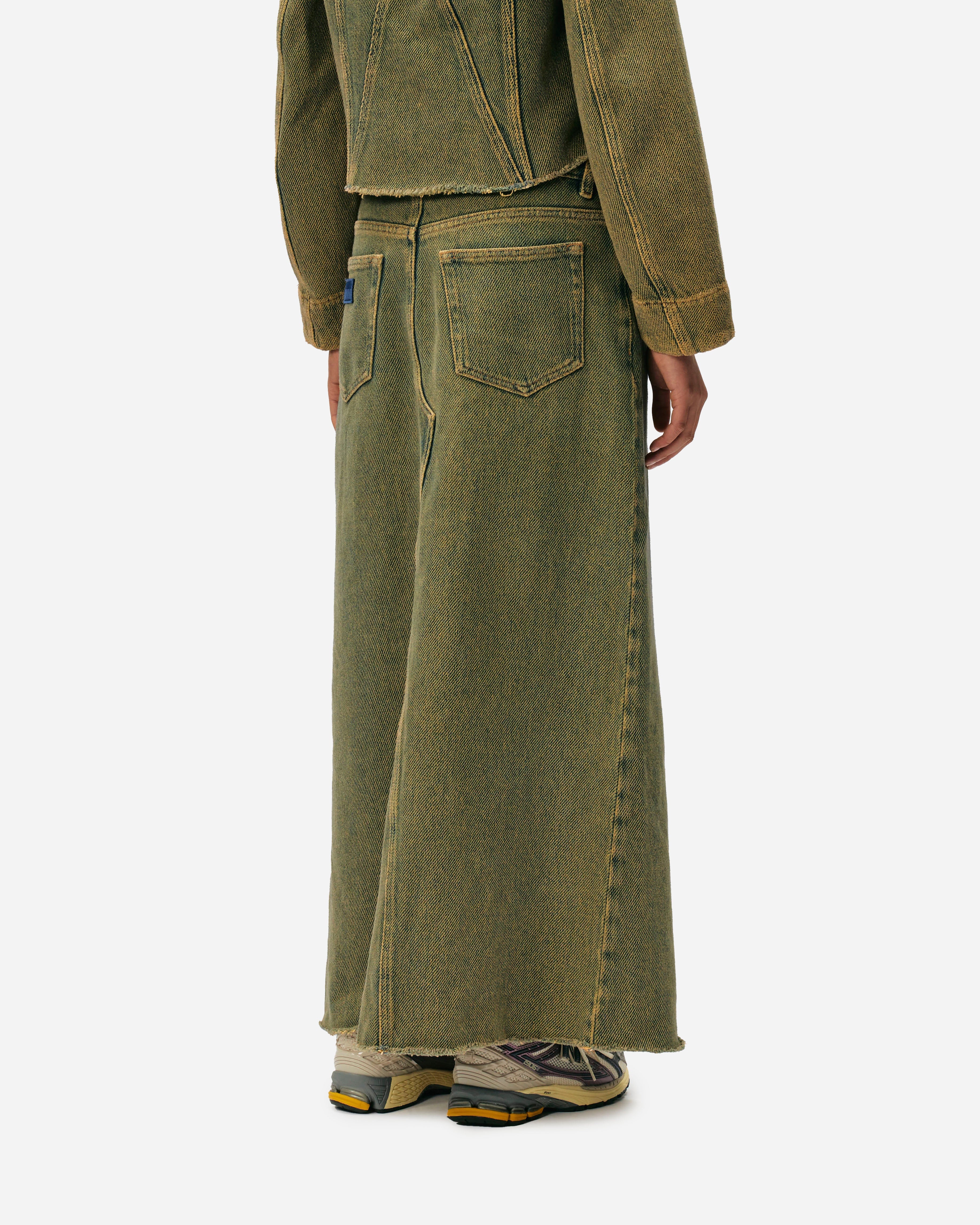 Overdyed Heavy Denim Maxi Skirt - 6