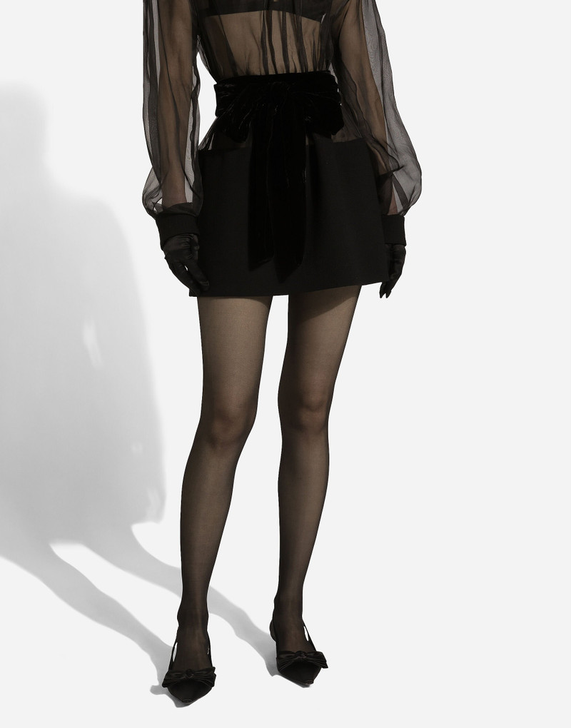 Short wool crepe and organza dress 6