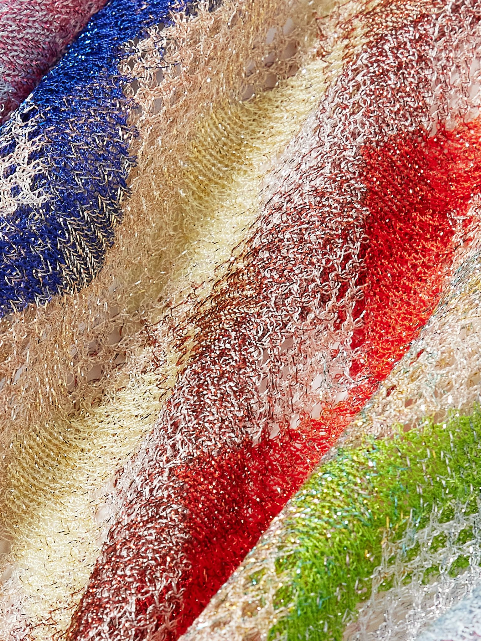 Mare asymmetric metallic crochet-knit kaftan Multi - 4