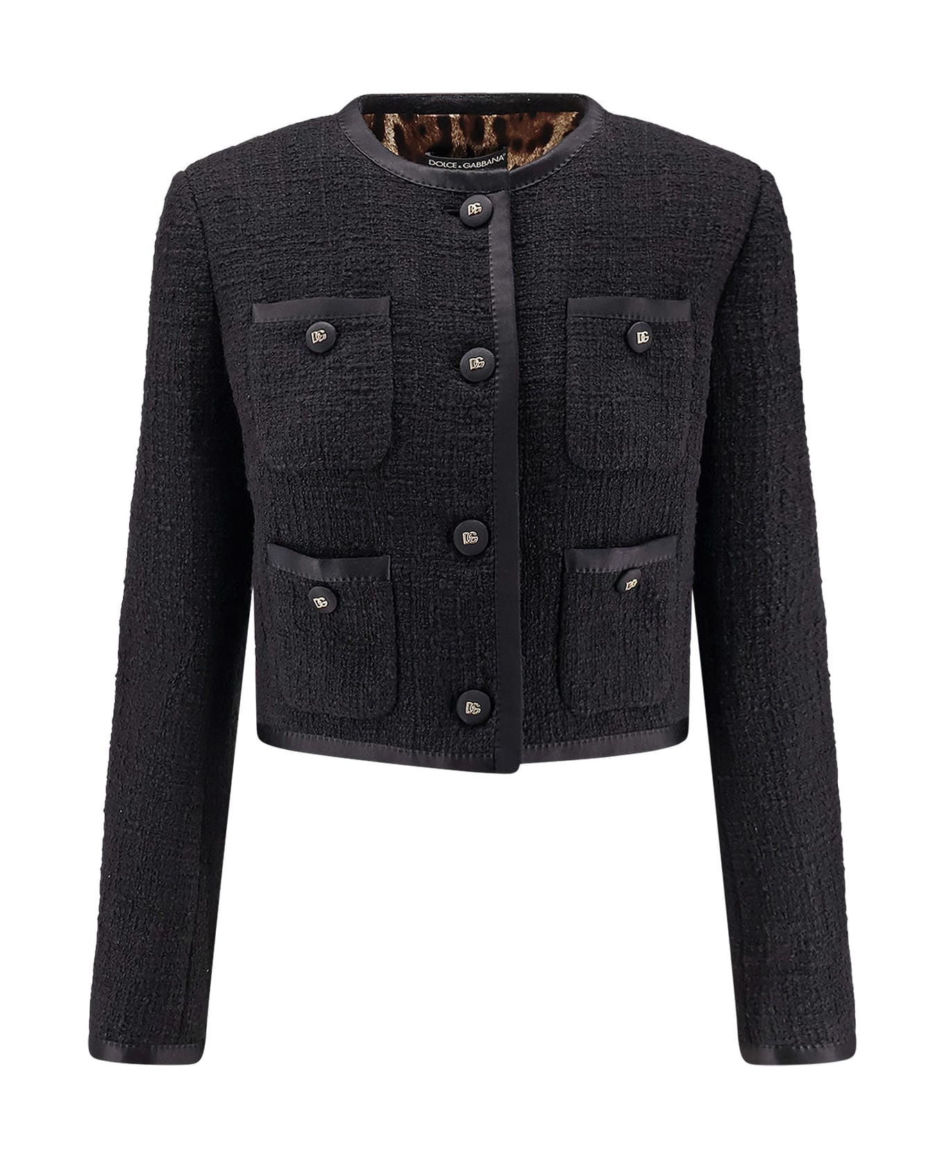 Cotton And Viscose Blazer With Animalier Print Lining - 1
