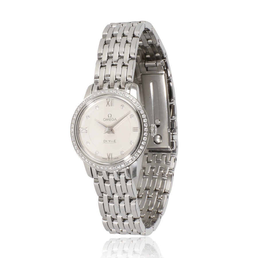 Pre-owned Omega De Ville Prestige Diamond Silver Dial Ladies Watch 424.15.24.60.52.001 - 2