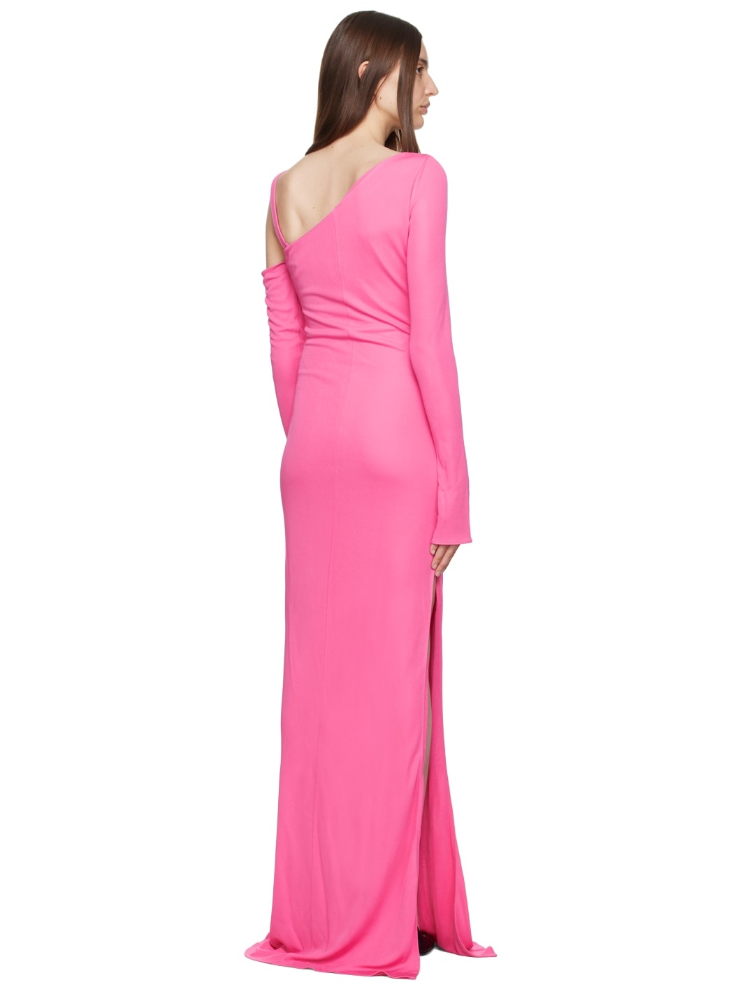 Pink Asymmetric Maxi Dress - 3