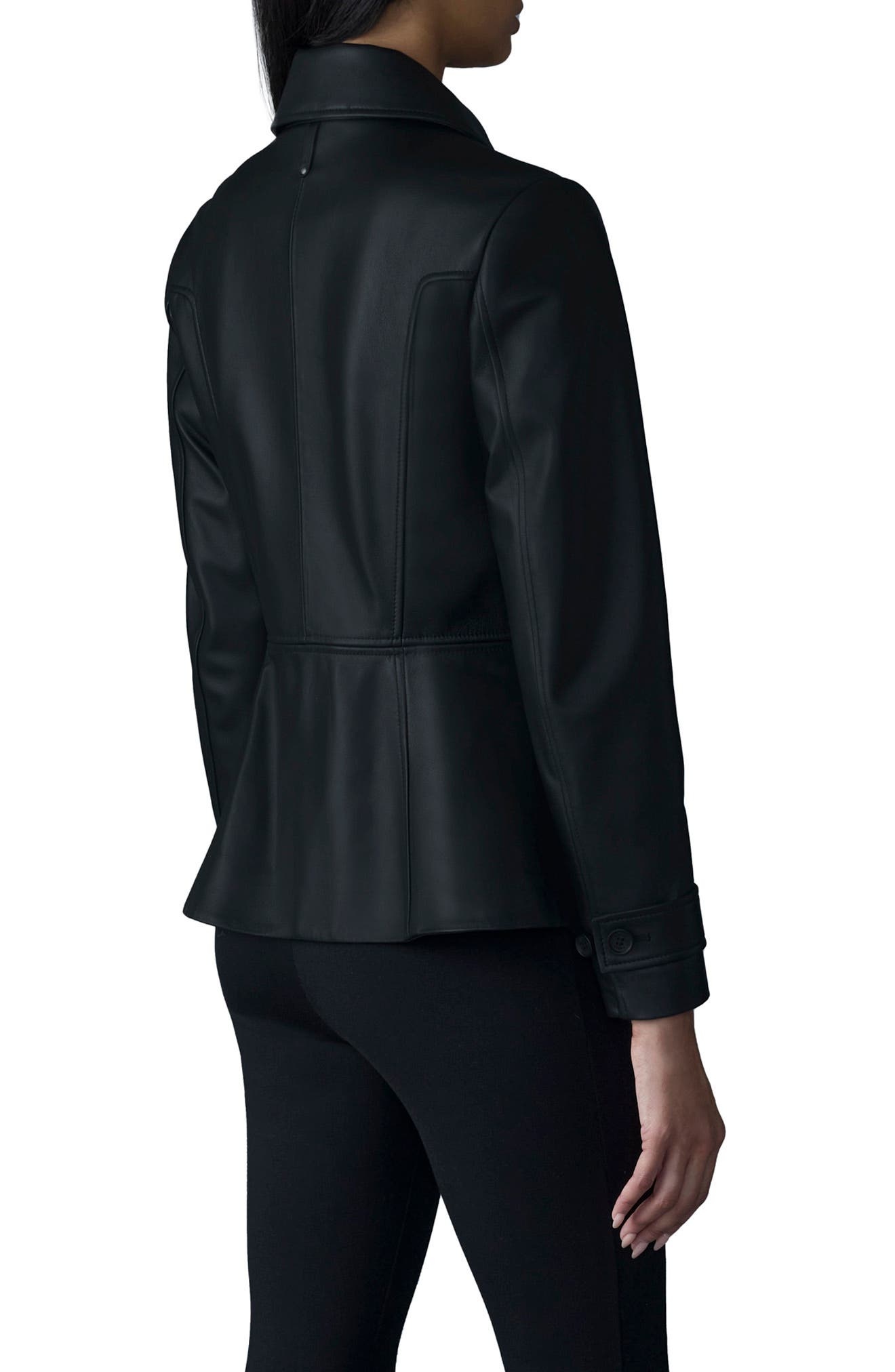 Mackage Barbara Leather Peplum Jacket in Black at Nordstrom - 2