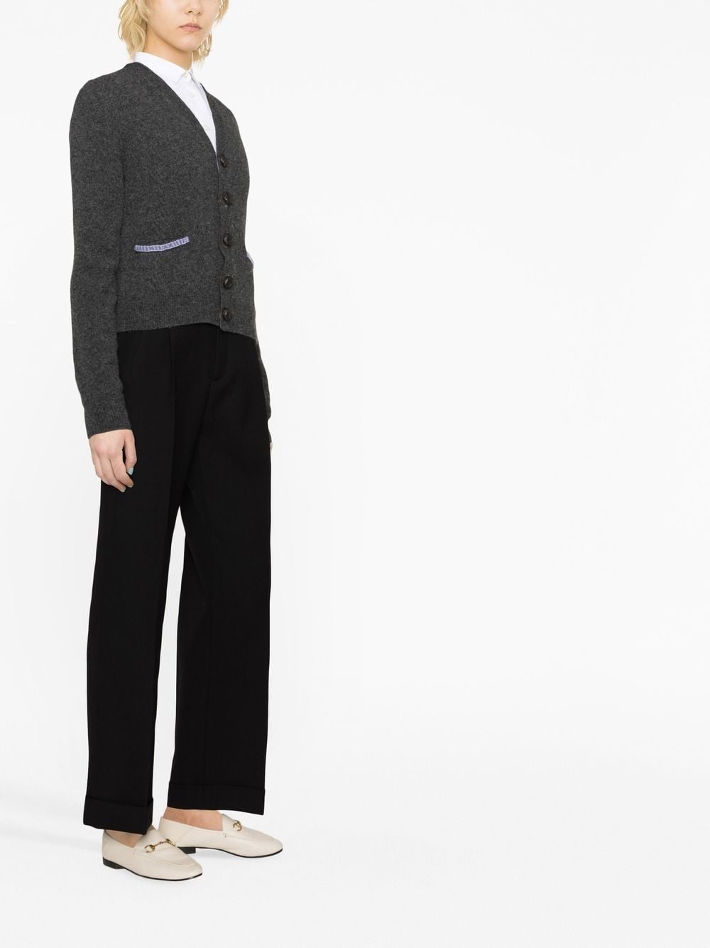 high-waisted wool trousers - 3