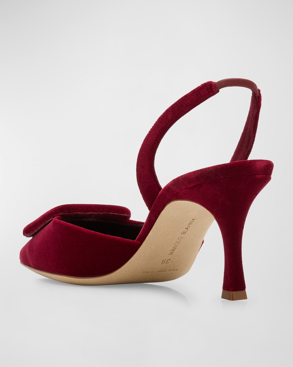 Maysli Velvet Buckle Slingback Pumps - 4