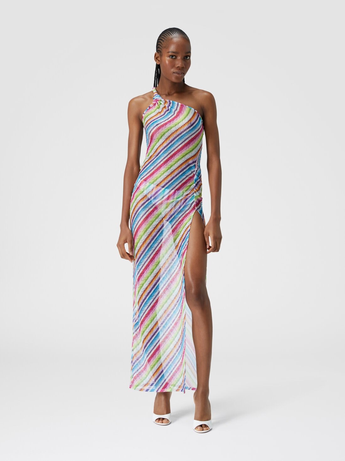 Zig zag print cover-up dress with knot neckline - 2