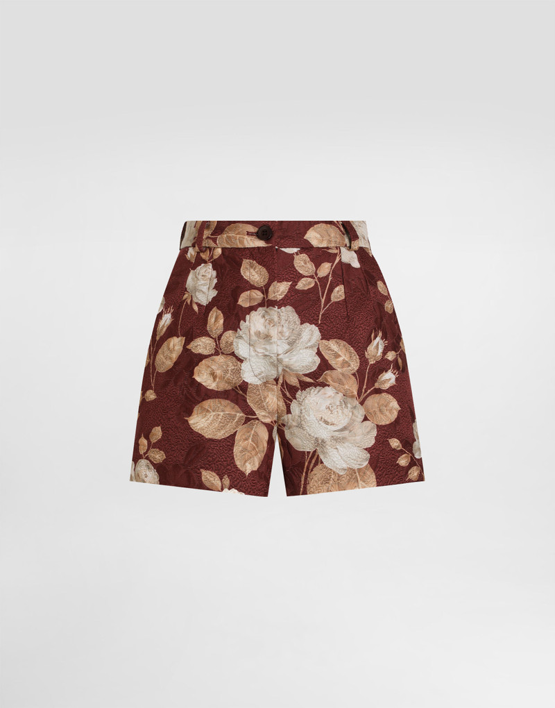 Vintage rose-print brocade shorts 1