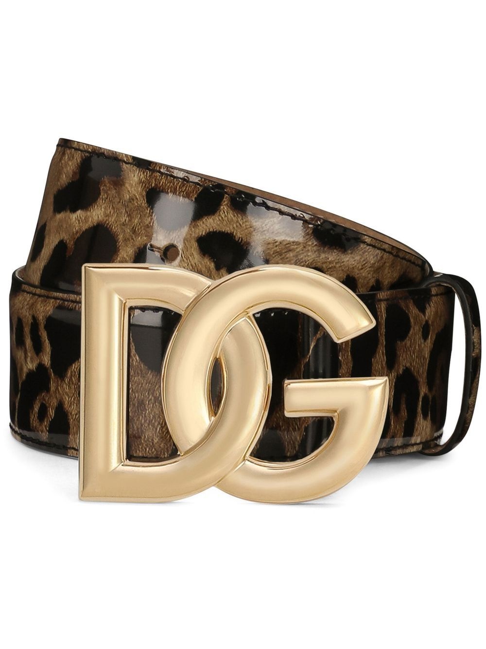 KIM DOLCE&GABBANA leopard-print logo-buckle belt - 1