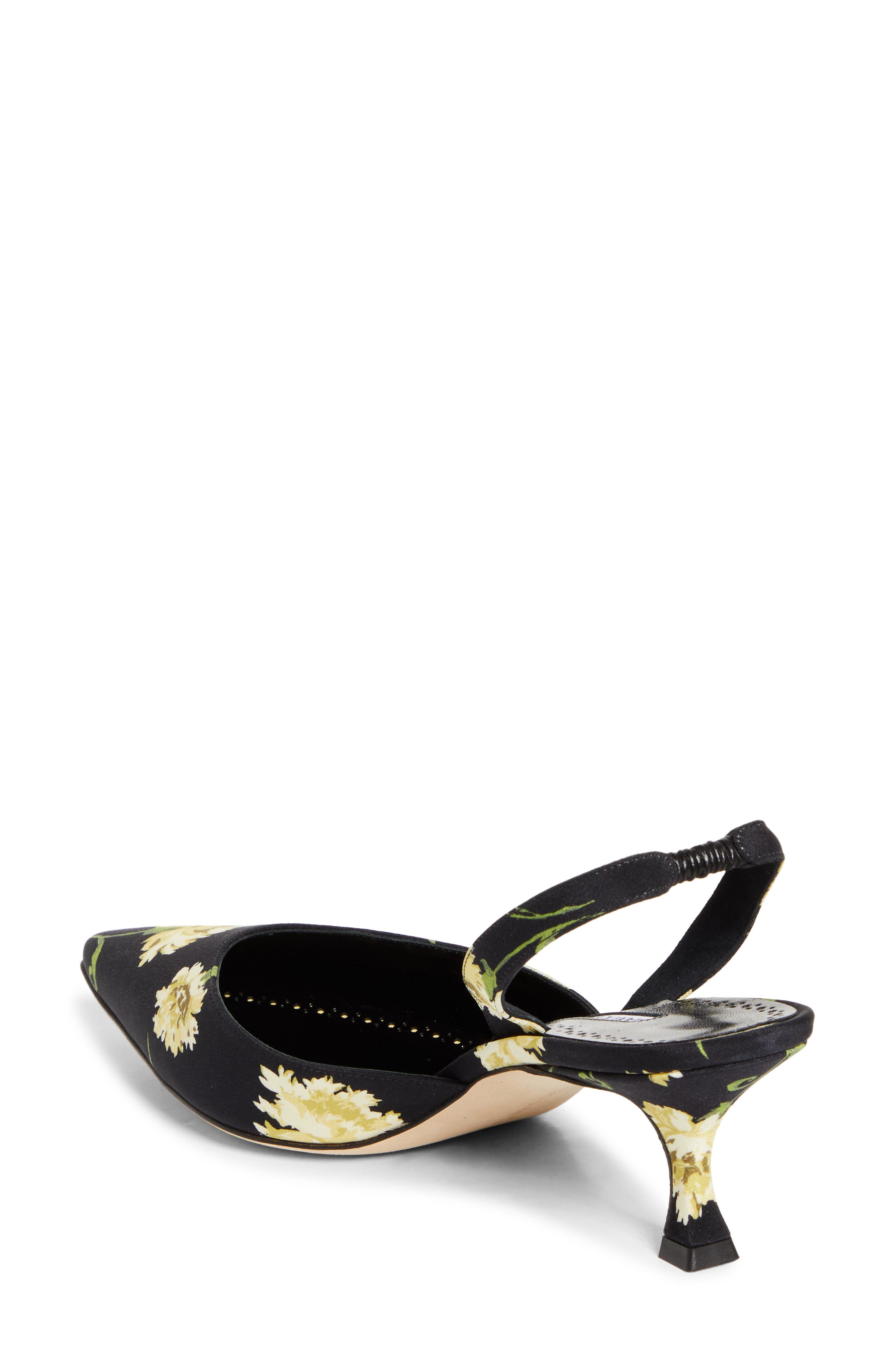 Manolo Blahnik Carolyne Floral Pointed Toe Slingback Pump in Black at Nordstrom - 2