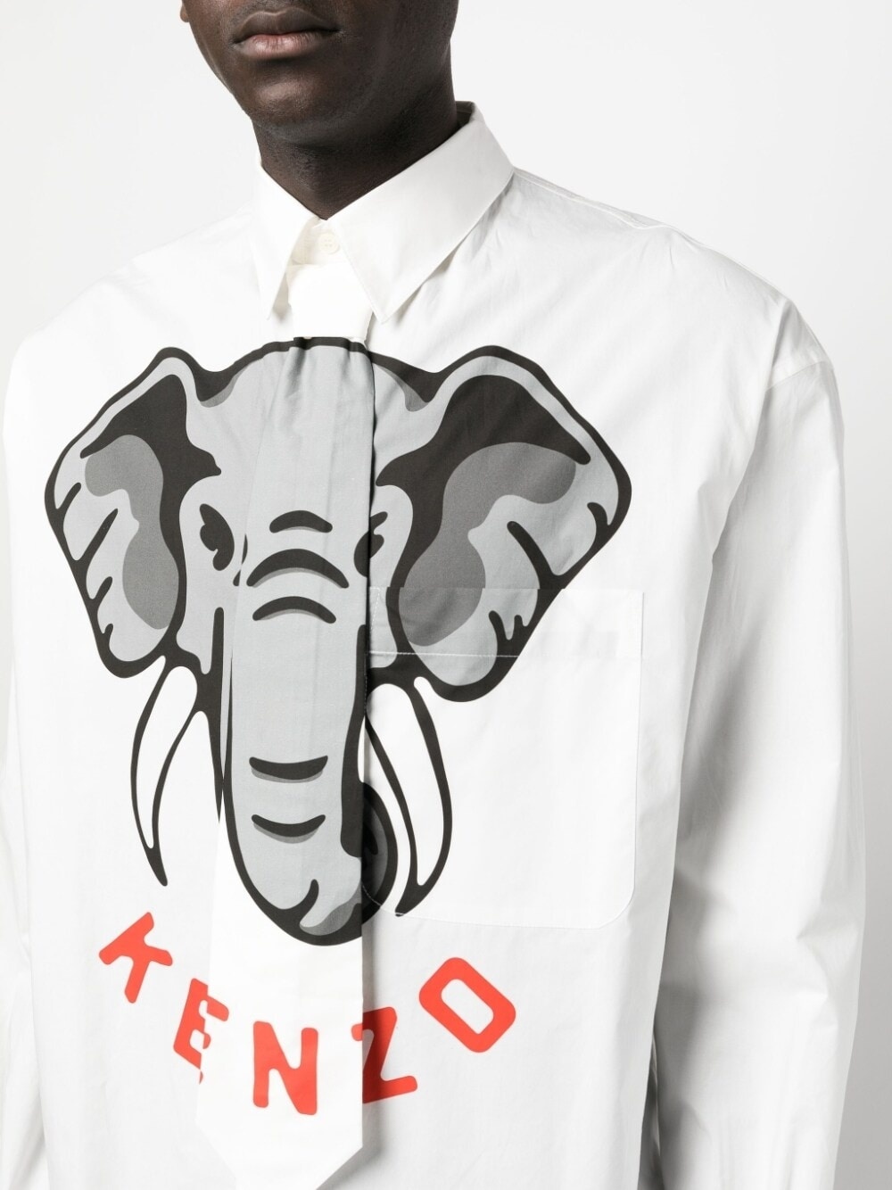 Kenzo Elephant-print tie-detail shirt - 5