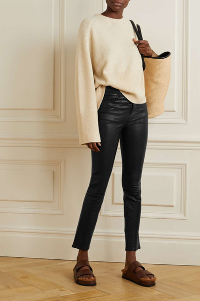FRAME Le Sylvie high-rise slim-leg leather pants outlook