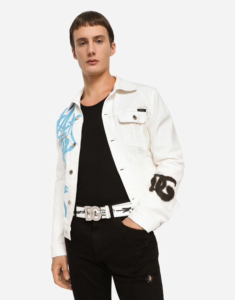 Dolce & Gabbana Graffiti-print calfskin belt outlook