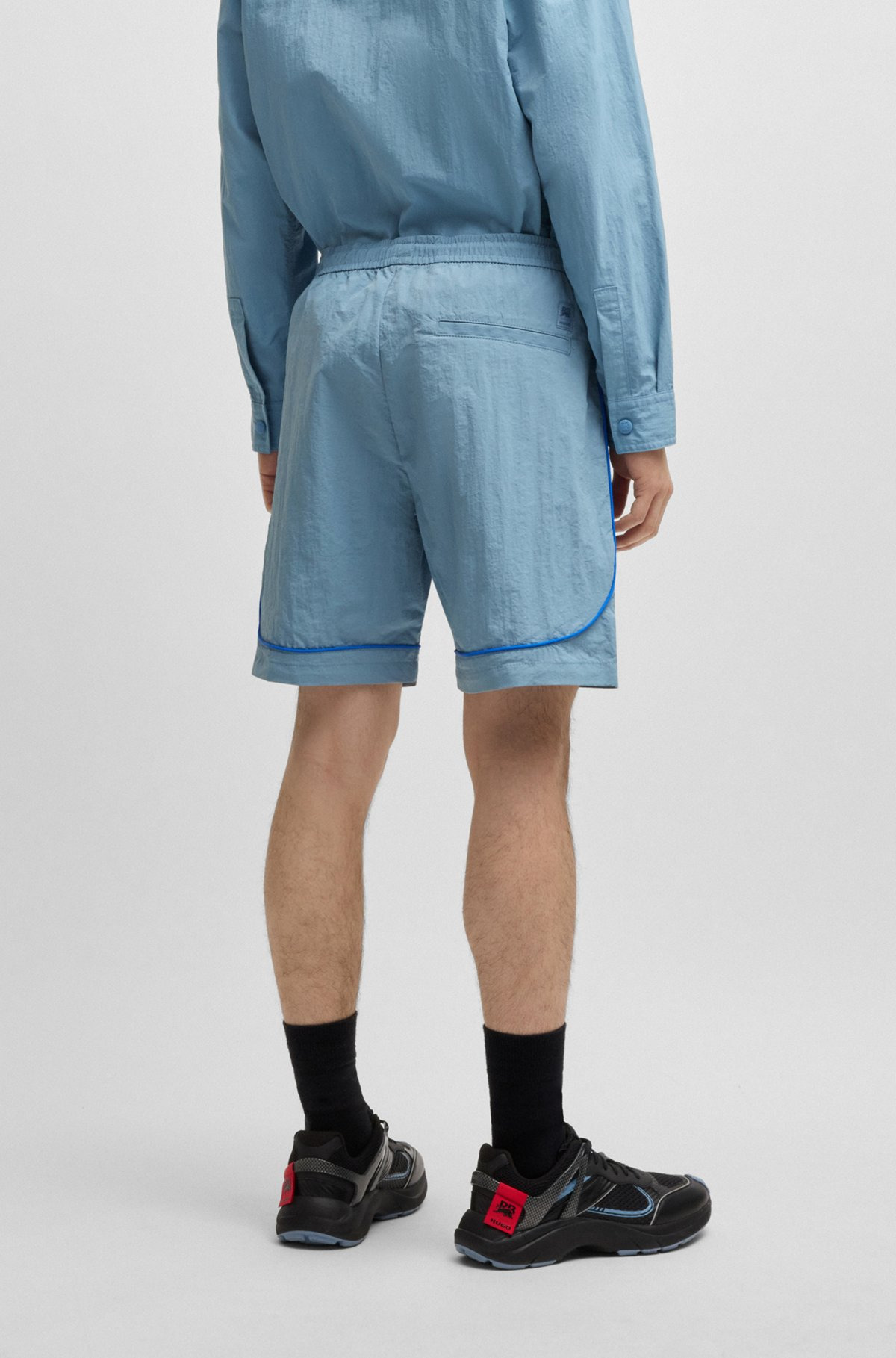 HUGO X RB DRAWSTRING SHORTS WITH PIPING DETAILS - 4