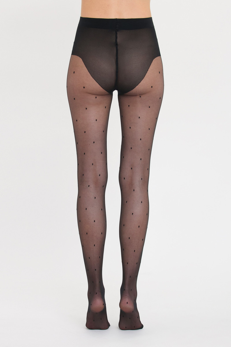 Rectangle Polka Dot Tights In Black 3