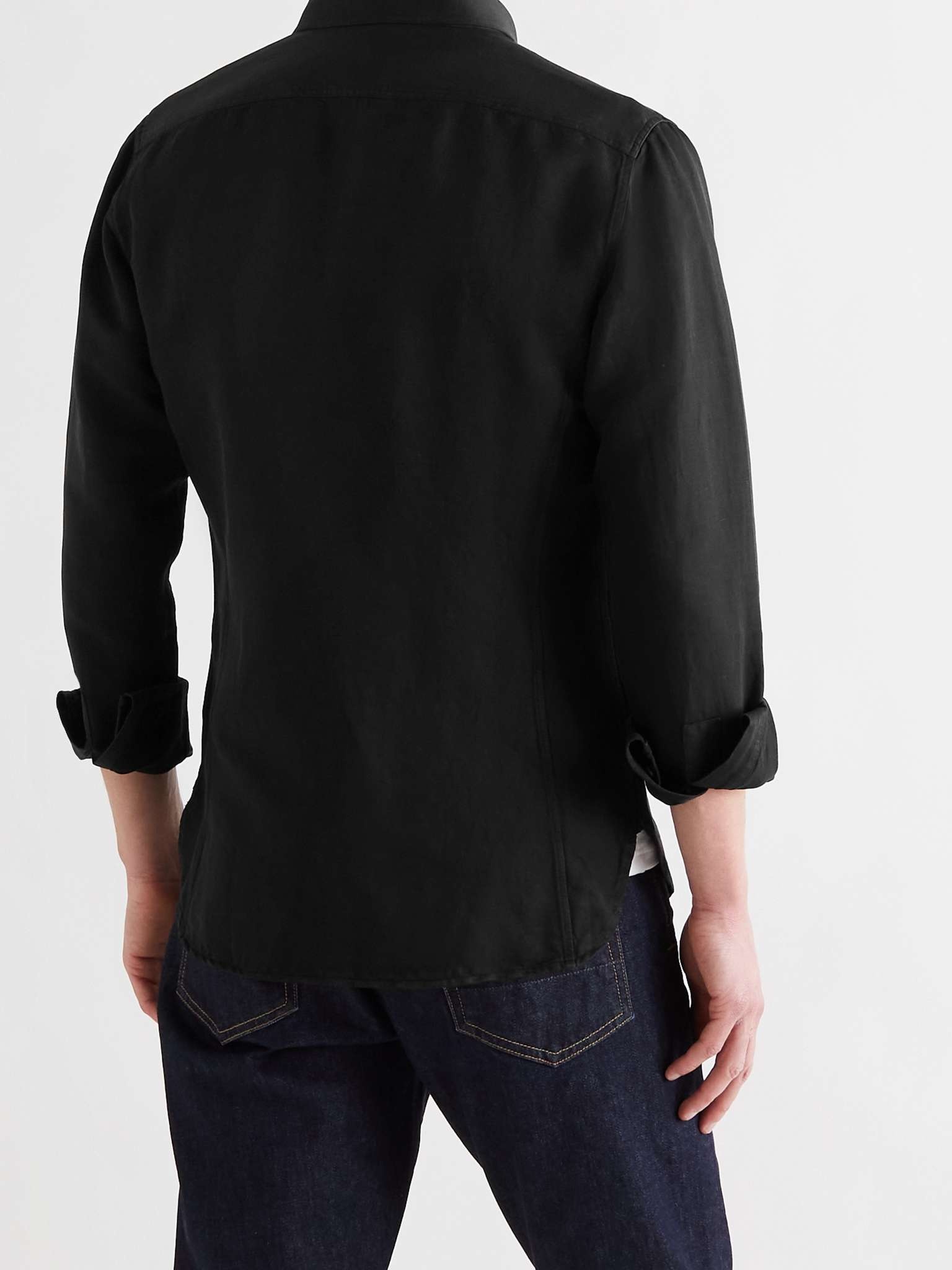 Slim-Fit Button-Down Collar Garment-Dyed Linen and Cotton-Blend Shirt - 9