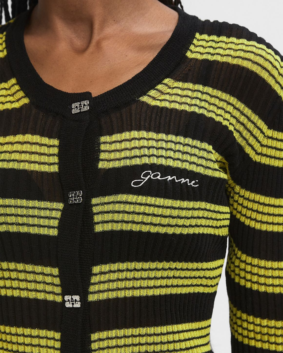 Sheer Cotton Rib Knit Cardigan - 4