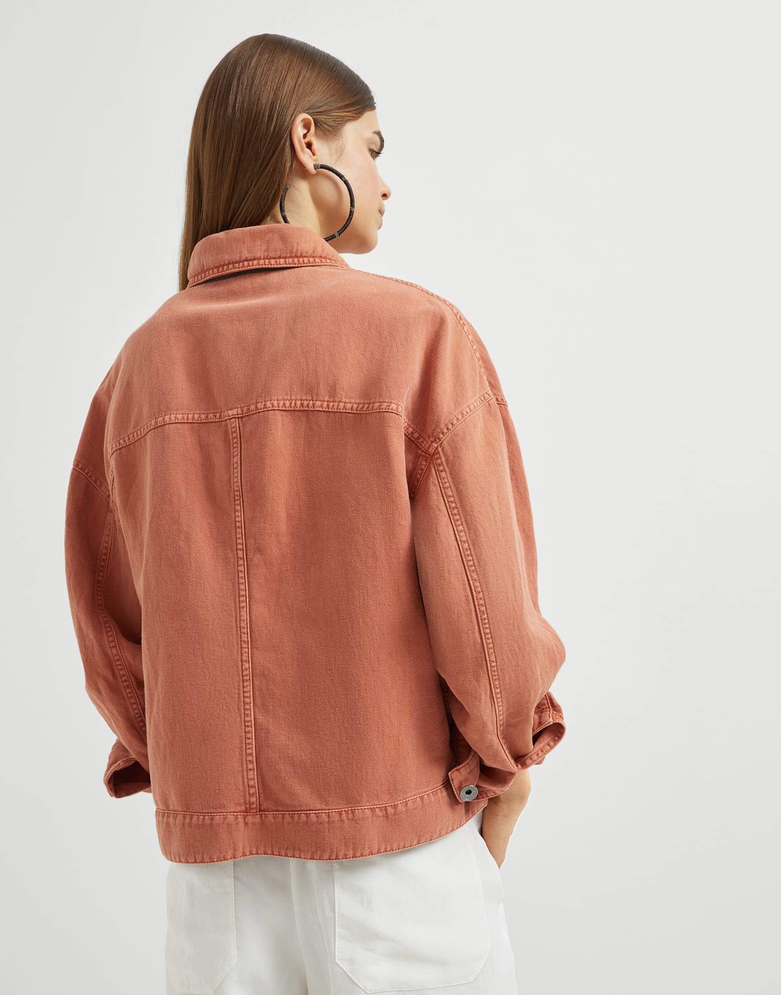 Garment-dyed cotton and linen cover outerwear jacket with monili - 2