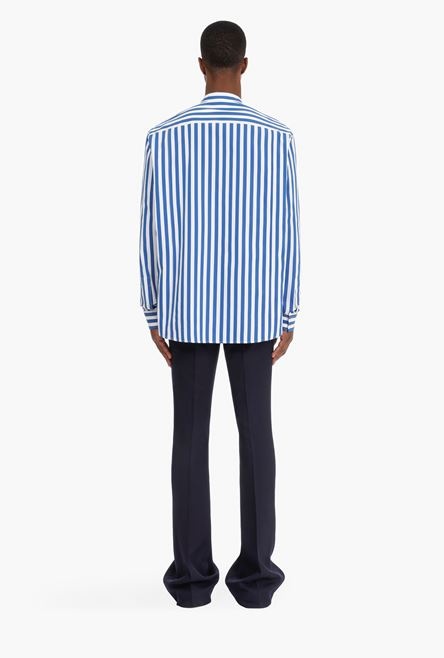 Oversized striped blue and white cotton shirt - 3