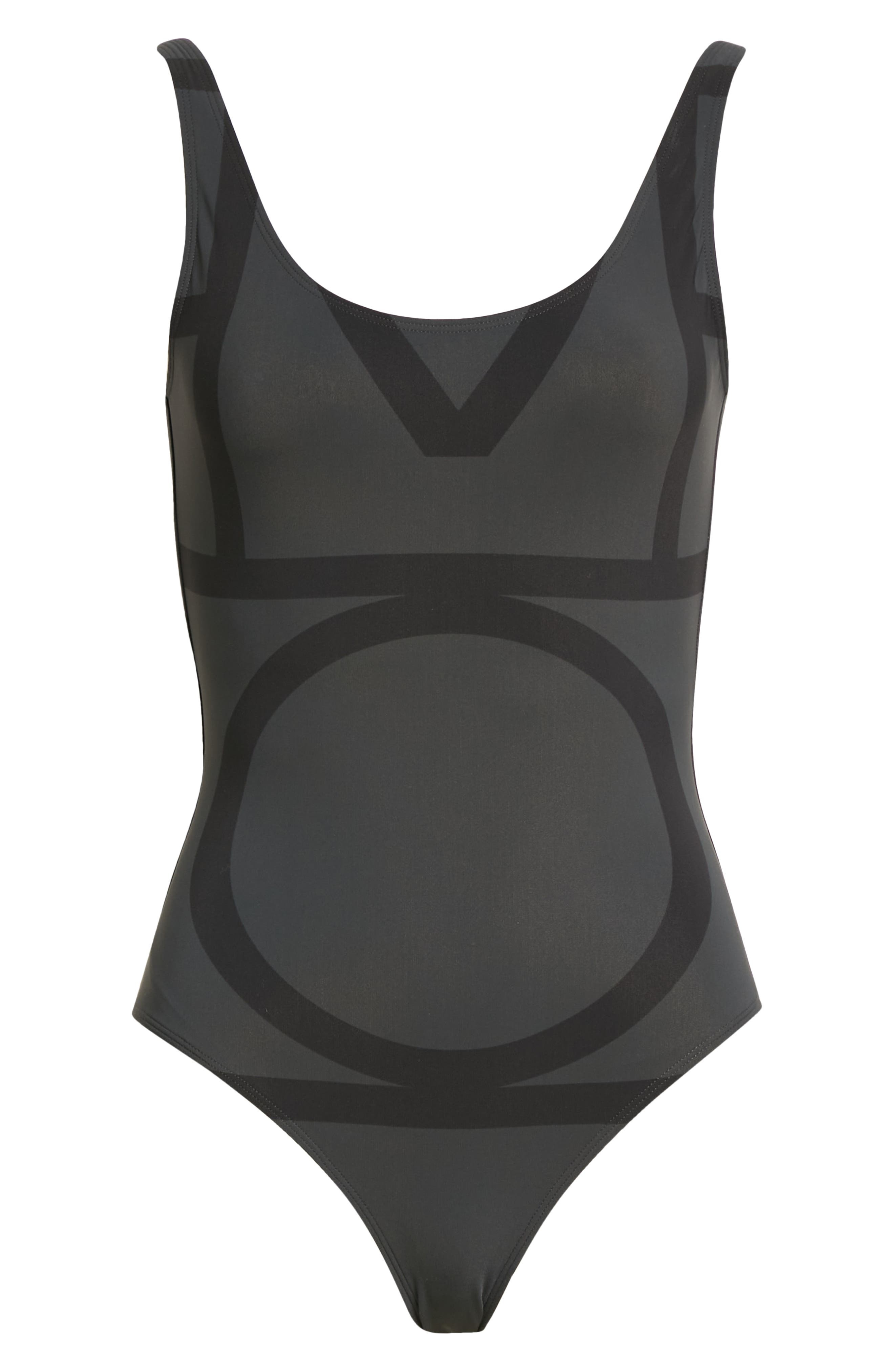 TOTEME Logo One-Piece Swimsuit in Black Monogram at Nordstrom - 6